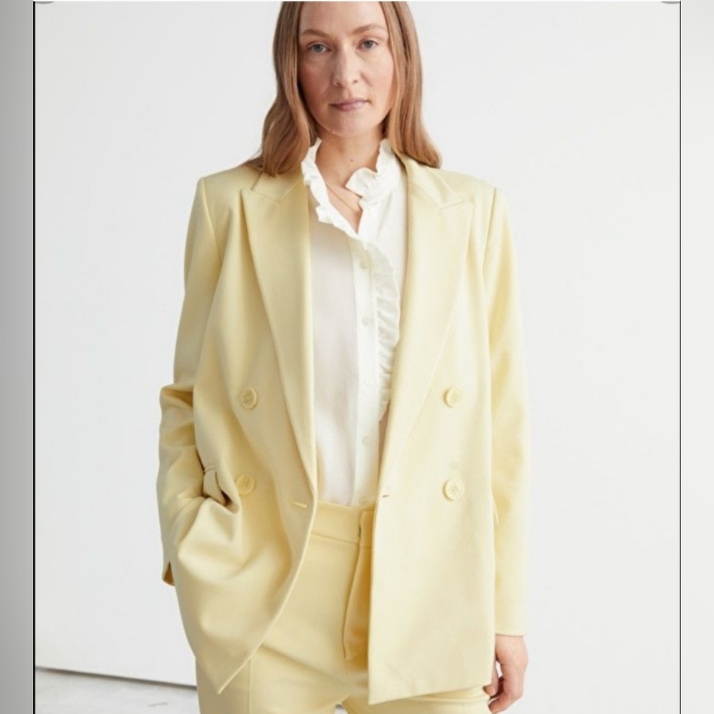 & Other Stories Light Yellow Double Breasted Blazer